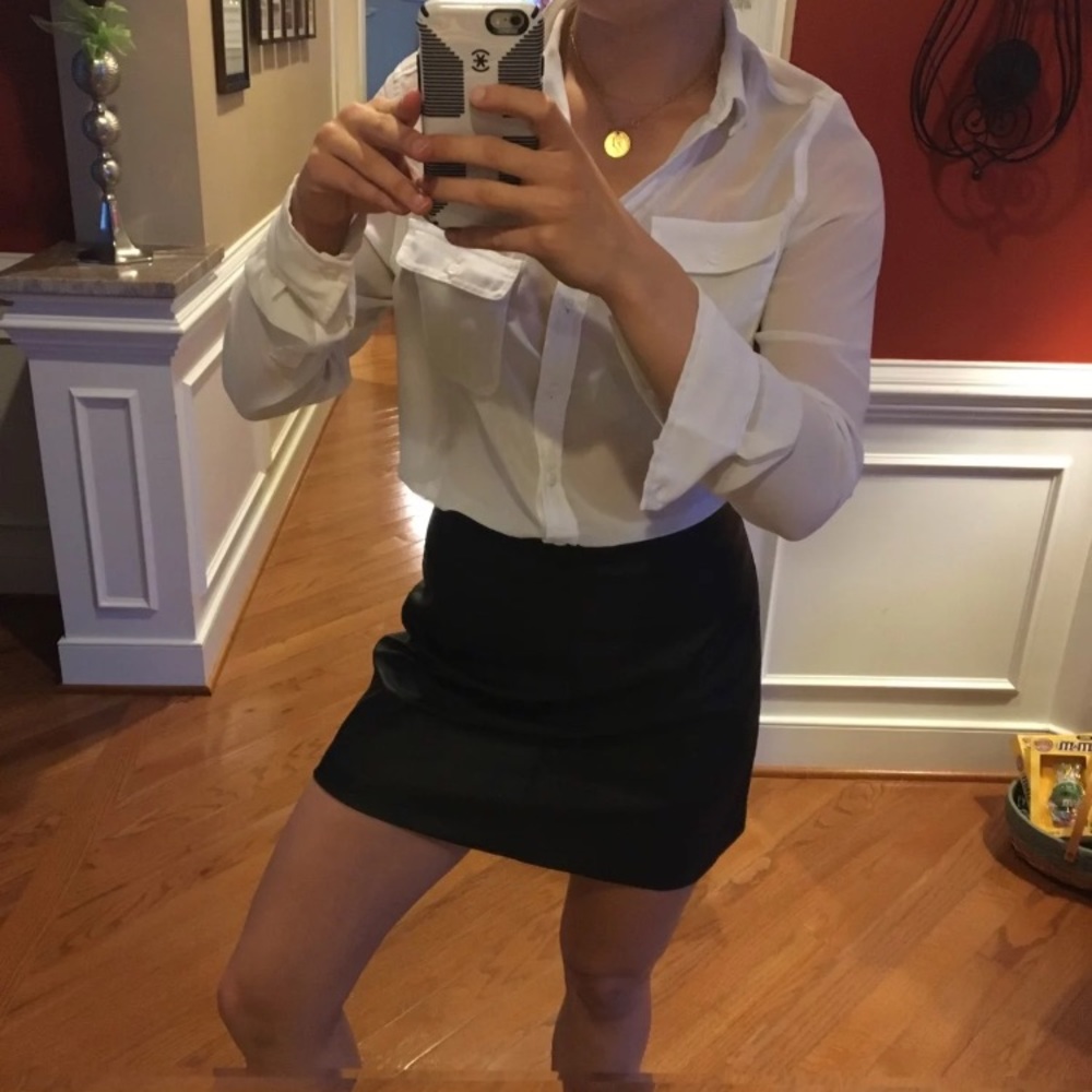 Leather black skirt